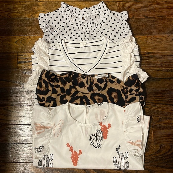 Lot of 4 SHEIN brand sleeveless flutter sleeve tanks. Sizes 8-9y. - Picture 1 of 5